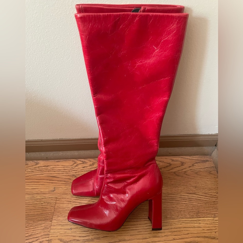 Zara Red Heeled Boots